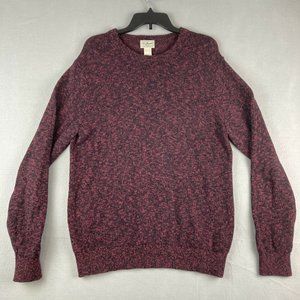 LL Bean Mens Size Medium Regular Sweater Red And Black Pullover Knited Crewneck